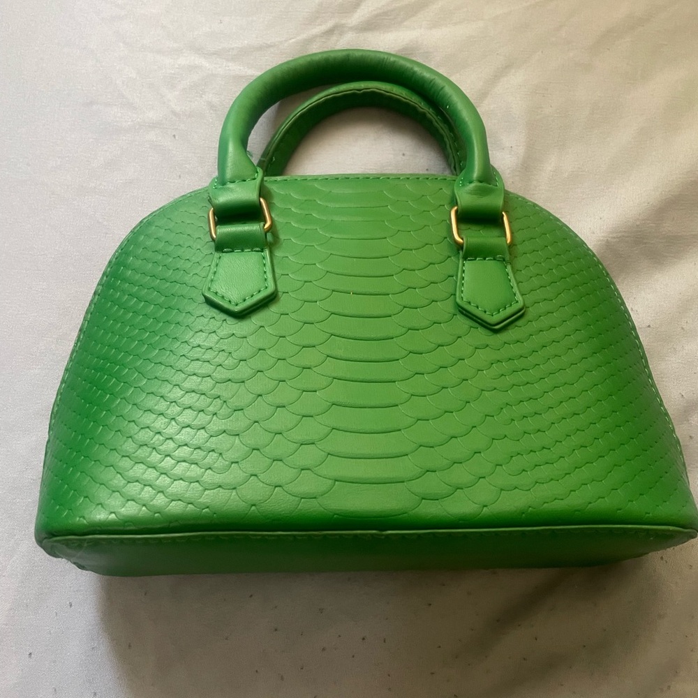 Green Textured Women's Handbag